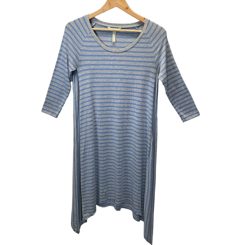 Matilda Jane Tunic Dress Her Majesty Womens Small Blue Gray Stripes Asymmetrical